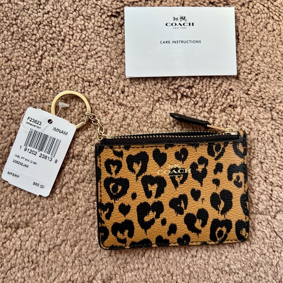 Coach Mini ID Skinny with Wild Heart Print and Gold Accents - Picture 1 of 6